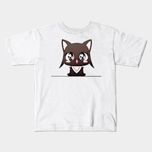 Anime Black Cat With Shinny Eyes Kids T-Shirt